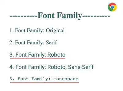 default font-family in Chrome browser