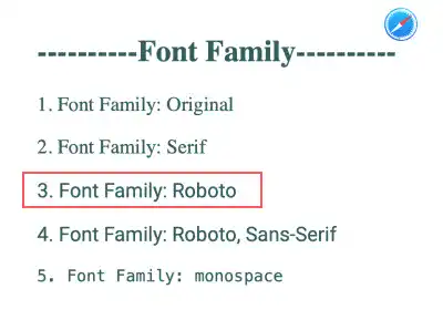 font-family in Safari browser with Web font