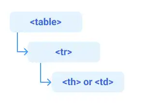 HTML table, tr, th and td tags