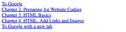 Hyperlinks in a web browser
