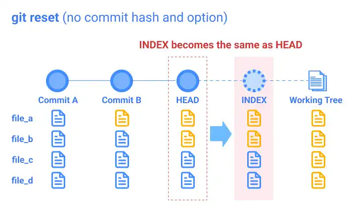 git reset (no commit hash and option)