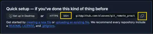 GitHub remote repository URL: SSH