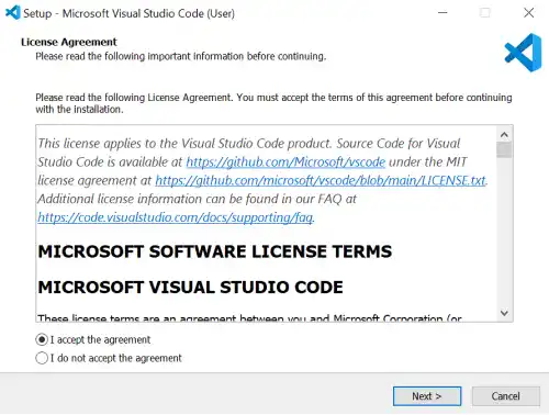 Install and set up VS Code on Windows: Step 2
