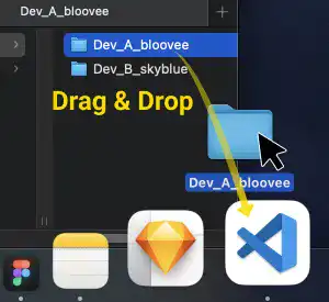 Open a project directory in VS Code using drag & drop