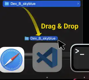 Open a project directory in VS Code using drag & drop
