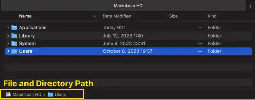 Show file and directory path on Mac