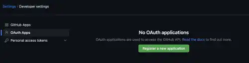 Register a new OAuth app in GitHub website: Step 3