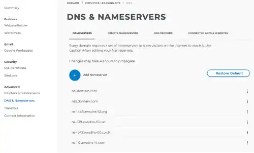 Register the NS records at the DNS hosting provider