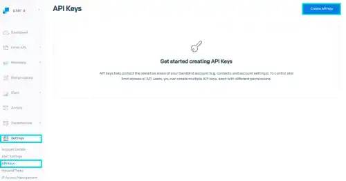 SendGrid Create an API Key: Step 1