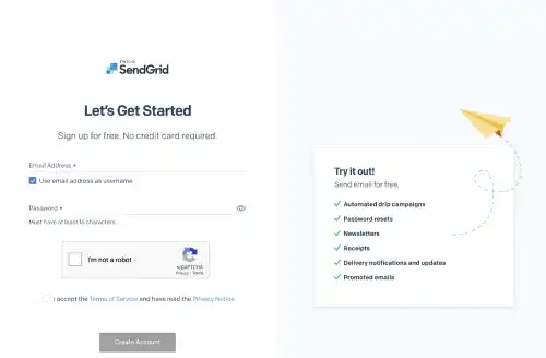 Sign up SendGrid: Step 2