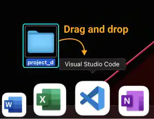 Start VS Code with drag and drop: Step 3