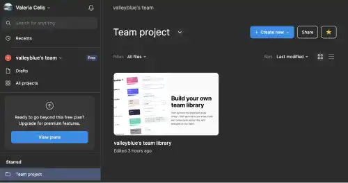 Figma Home Screen UI - Team's Workspace