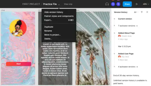Figma Version History UI