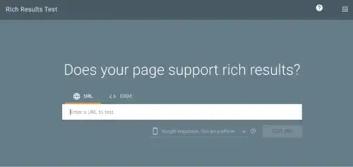 Google Rich Results Test UI Example