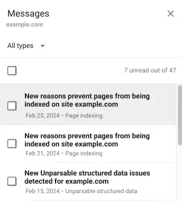 Google Search Console Messages