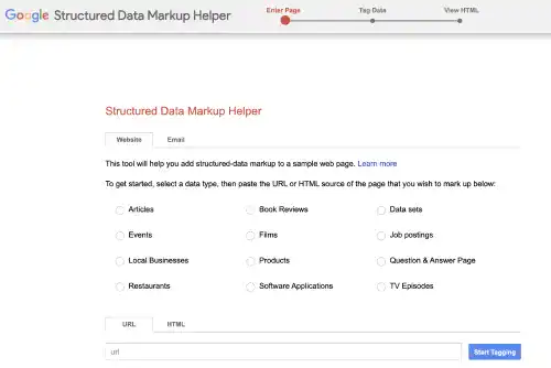Google Structured Data Markup Helper UI Example