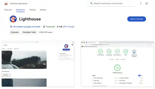 Lighthouse Extension on Chrome Web Store