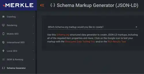 Merkle Schema Markup Generator UI Example