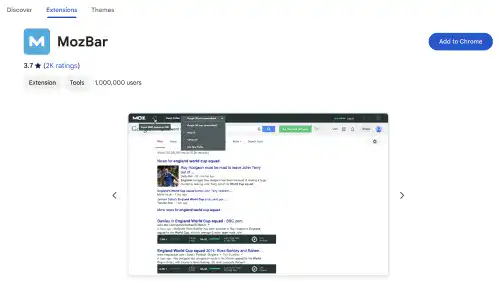 MozBar Extension on Chrome Web Store
