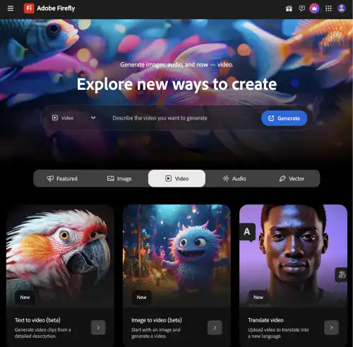 Adobe Firefly for Video UI 1