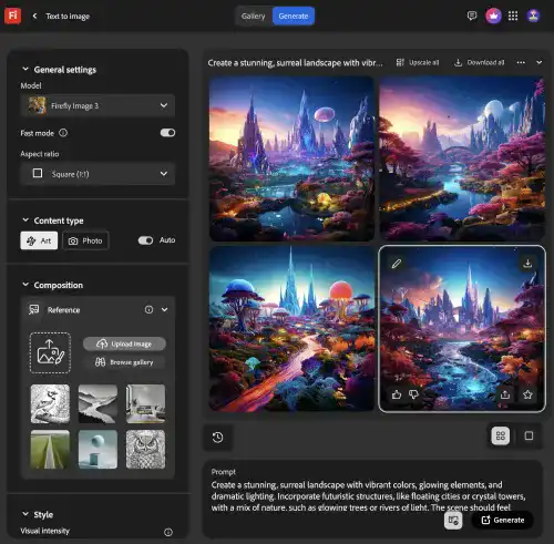 Adobe Firefly Image Generation UI