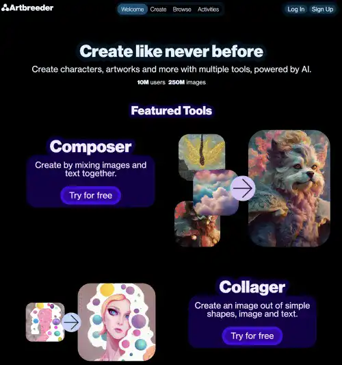 Artbreeder Landing Page