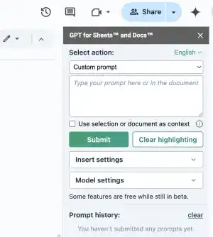GPT for Sheets and Docs 2
