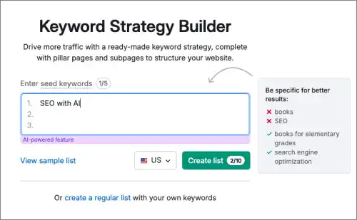 Semrush Keyword Strategy Builder 1