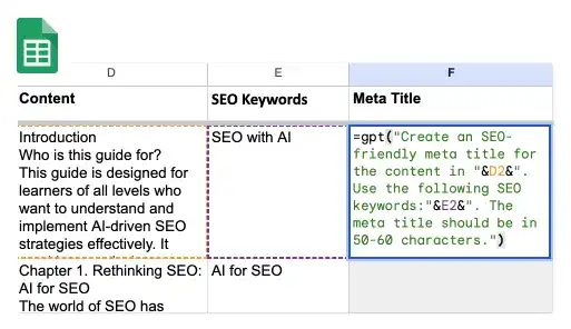 Using ChatGPT on Google Sheet 1